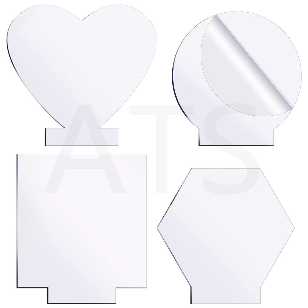 

4 Pcs Different Clear Acrylic Sheet Round Square Heart Pentagon Panel Thick 3.8 mm Acrylic Board Cast Acrylic for DIY Display