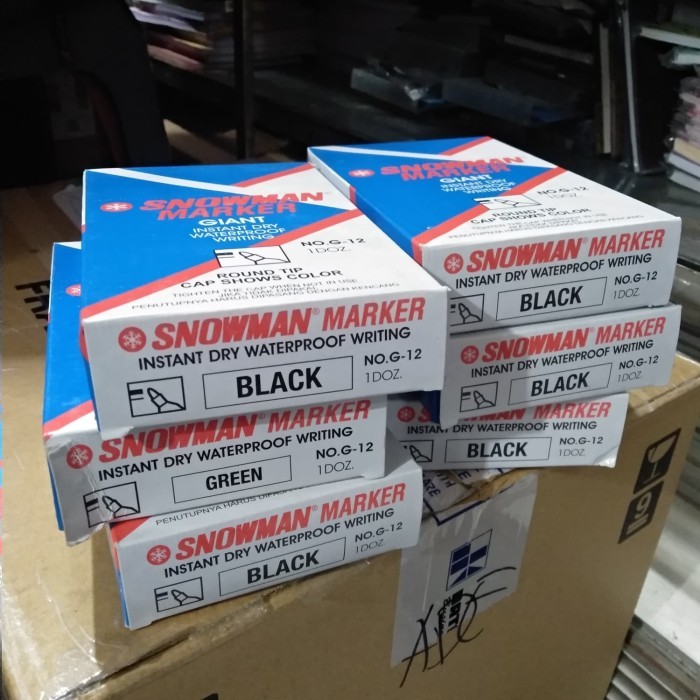 

Spidol Snowman marker permanen warna hitam isi 12
