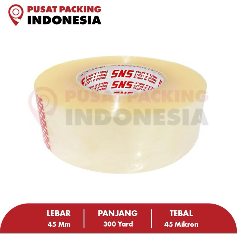 

PROMO Lakban Bening / Coklat 300 Yard x 45 Mm x 45 Mic Sticky N Strong (SNS) TERMURAH