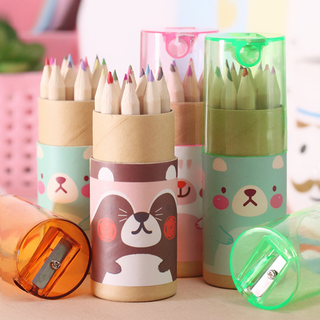 

12pcs/set Mini Barrel Colored Pencils, Creative And Cute Student Art Painting Supplies Multi-color Pencil Set, Back To School