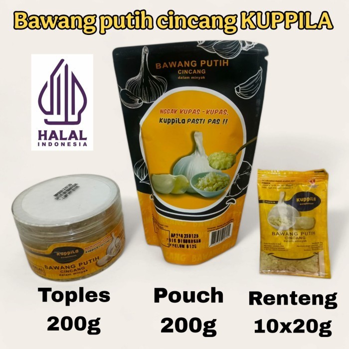 

bawang putih cincang dalam minyak fresh kuppila 20gr 200gr