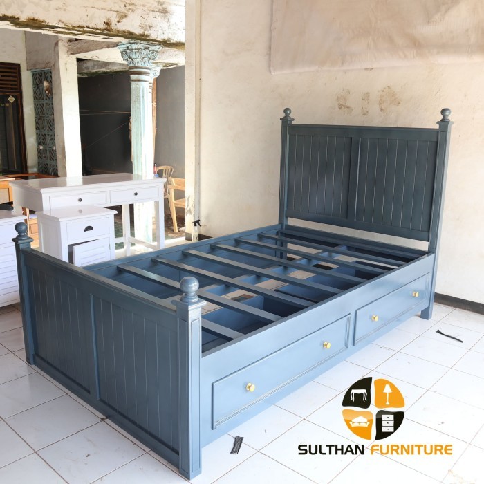 Tempat Tidur Klasik - Dipan Minimalis 2 Laci - Custom Warna - Rangka - 100 x 200