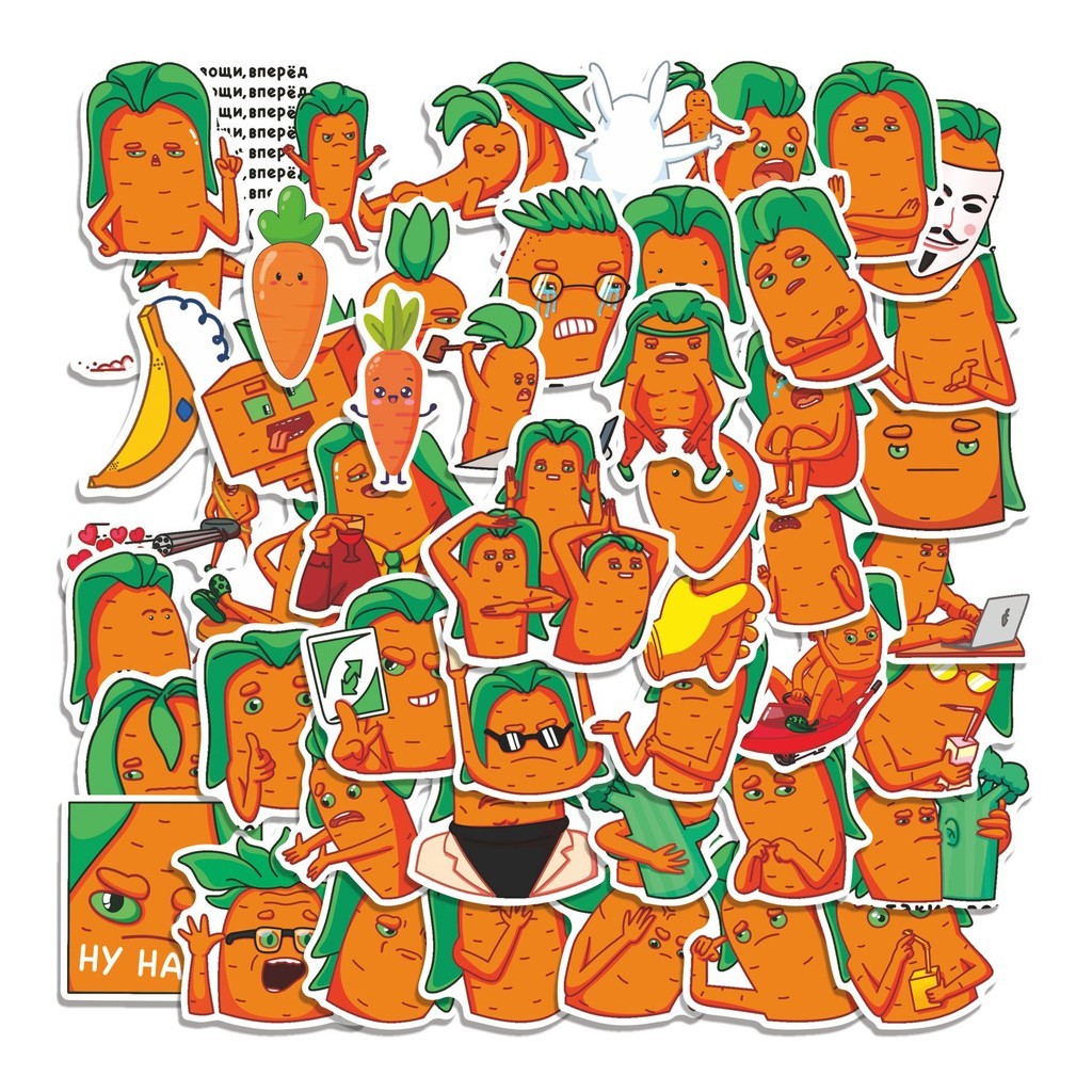 

COD 50 Pcs Stiker CARROTS Lucu Anti Air Untuk Dekorasi Notebook Sepeda Skateboard Handphone
