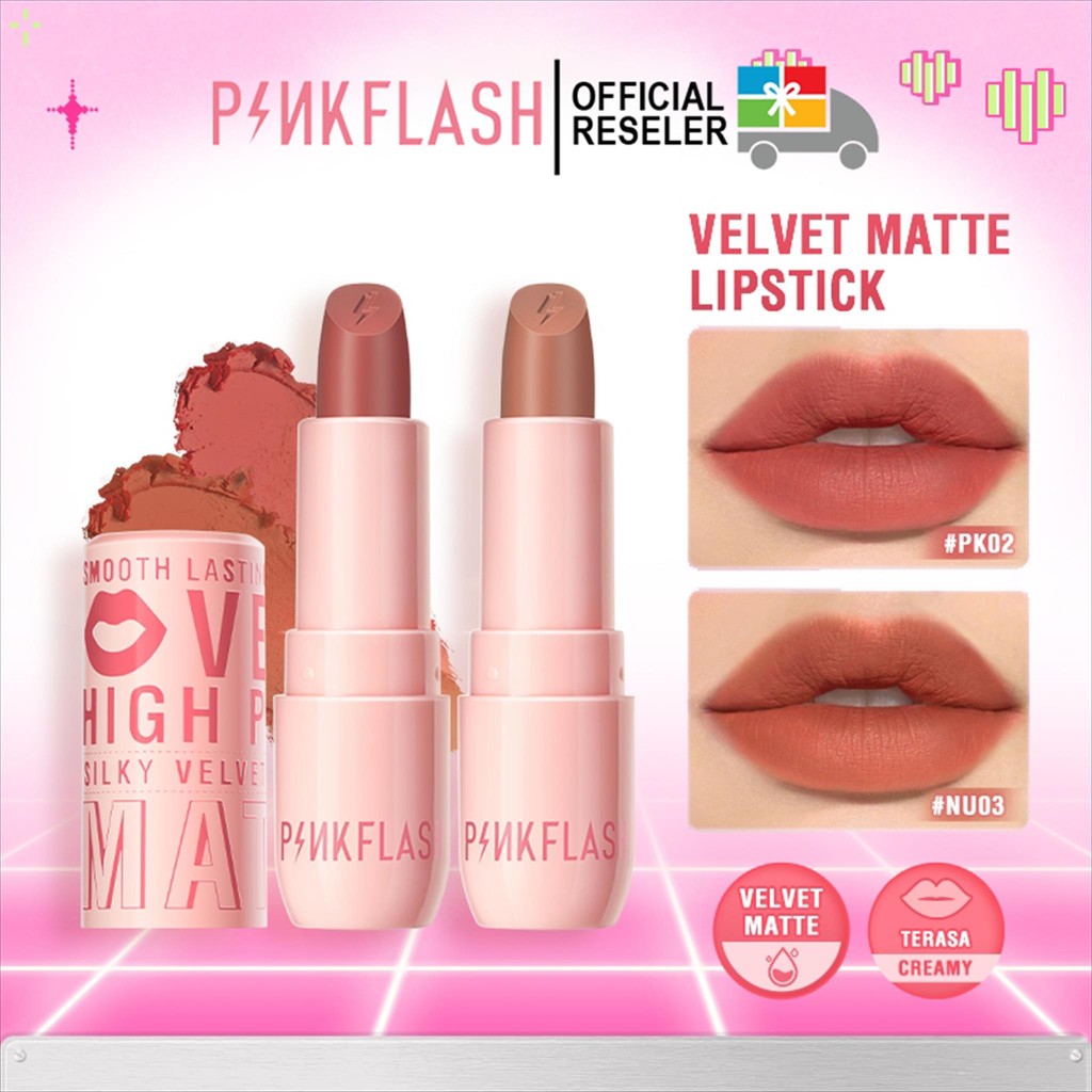 PINKFLASH Velvet Matte Lipstick Lip Cream Tahan lama