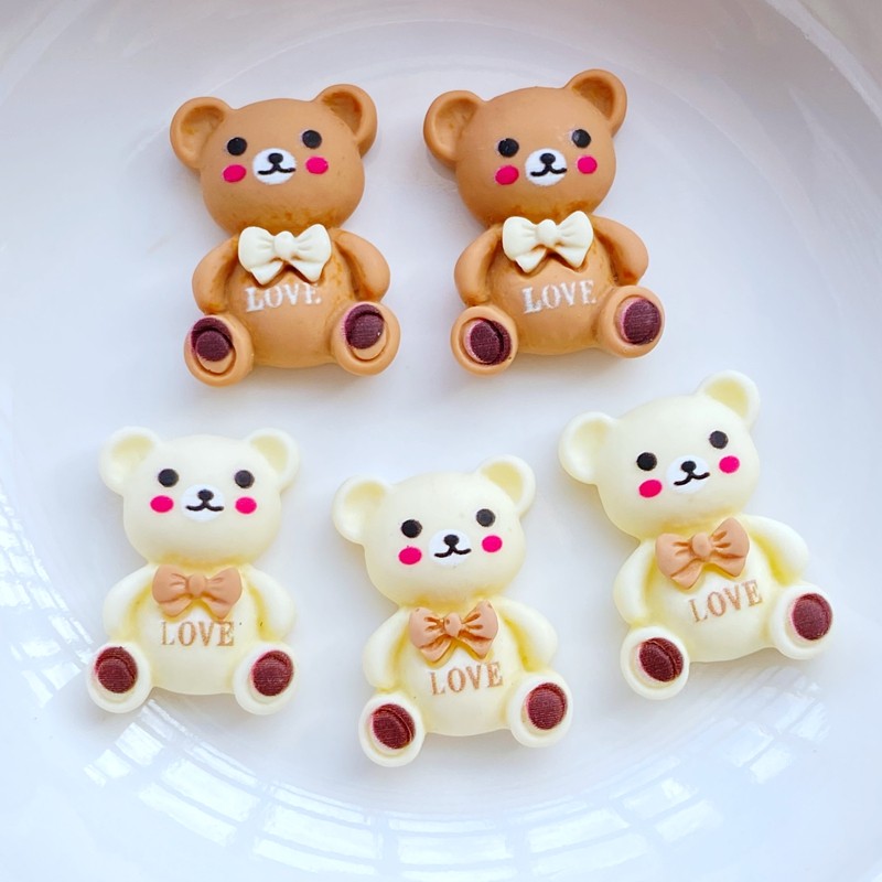 

10Pcs New Cute Resin Mini Little Bear Flat back Cabochon Scrapbook Kawaii DIY Embellishments Accessories