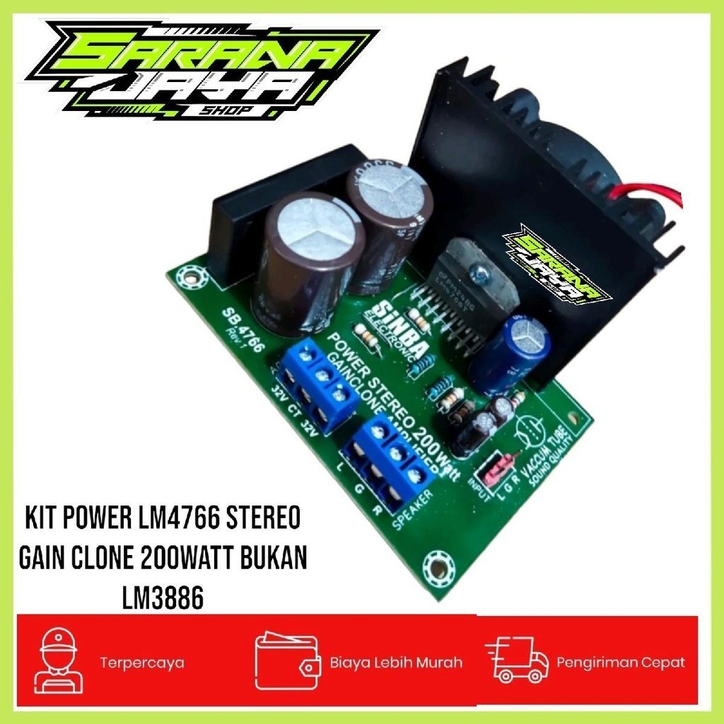 kit power lm4766 stereo gain clone 200watt bukan lm3886
