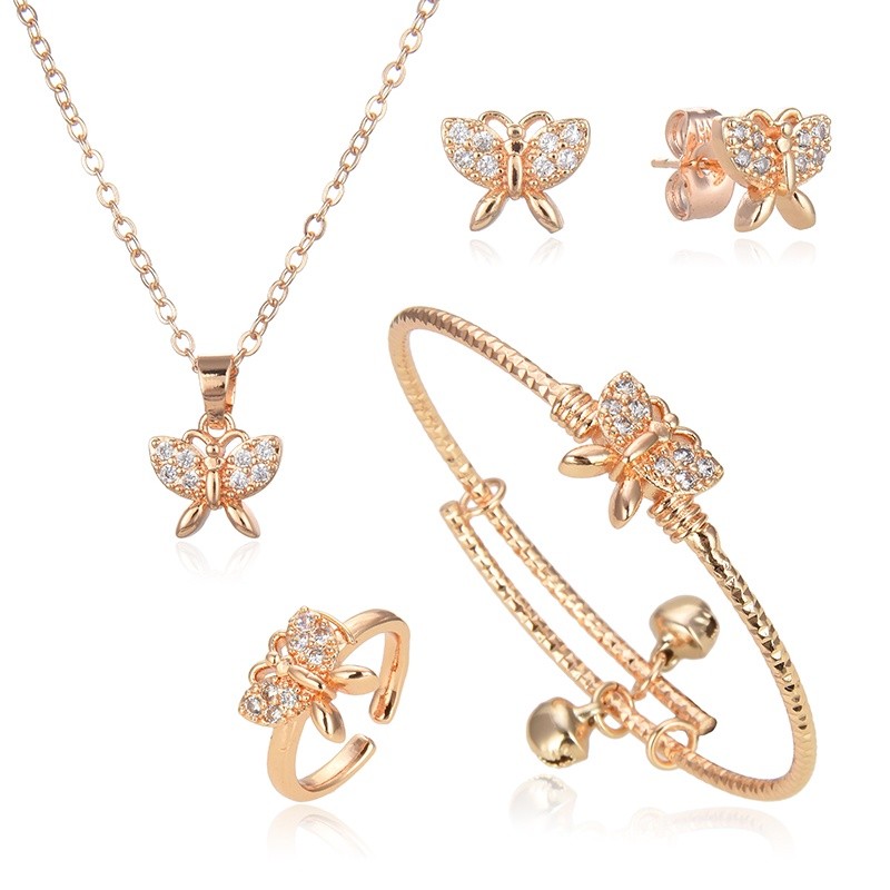 Terlaris Set Perhiasan Titanium Anak Wanita Anti Lapis Emas Karat Isi Love Silver Dan Tidak Luntur P