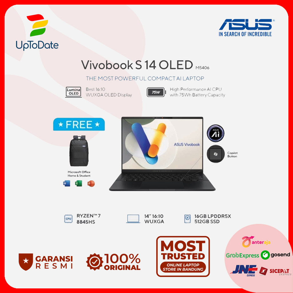Asus Vivobook S 14 OLED M5406UA-OLED752 Ryzen 7-8845HS 16GB 512GB 14" W11+OHS2021