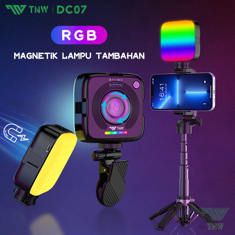 TNW DC07 RGB LED Lampu Mini Video Lighting Konten Kreator Selfie Light Magnetic Fill Light Untuk Han