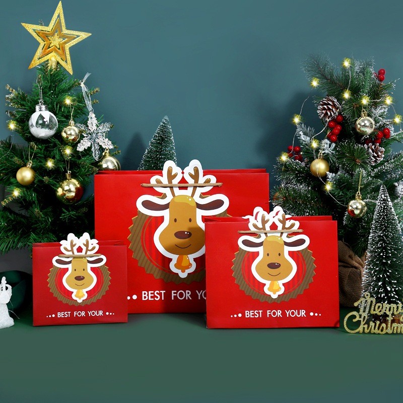 

Satuan Paperbag Natal Christmas tema Deer 2D / Paper Bag Hampers Premium Xmas Deer Merah