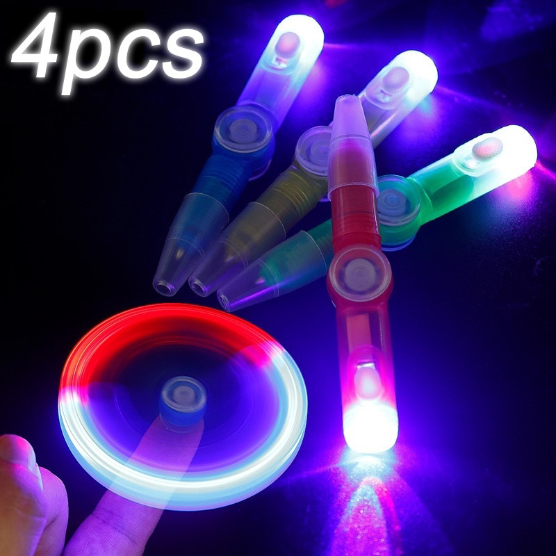 

4/1Pcs Novelty Rotating Spinner Pens Led Luminous Gyro Toy For Kids Adults Stress Relief Students Stationary Spinning Gel Pen
