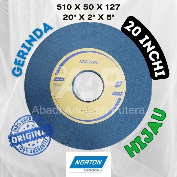 Batu Gerinda Poles 20 inch 510x50x127 NORTON Mata Gurinda Asah Duduk Hijau 20" x 2" x 5"