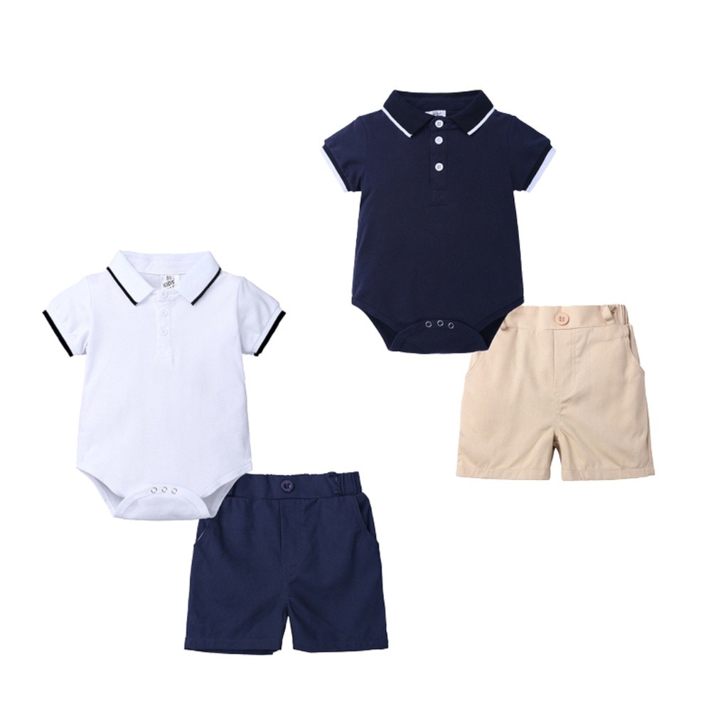 FR54E KAKIKECIL - Baby Polo Shirt Set KIDS TALES | Setelan Bayi