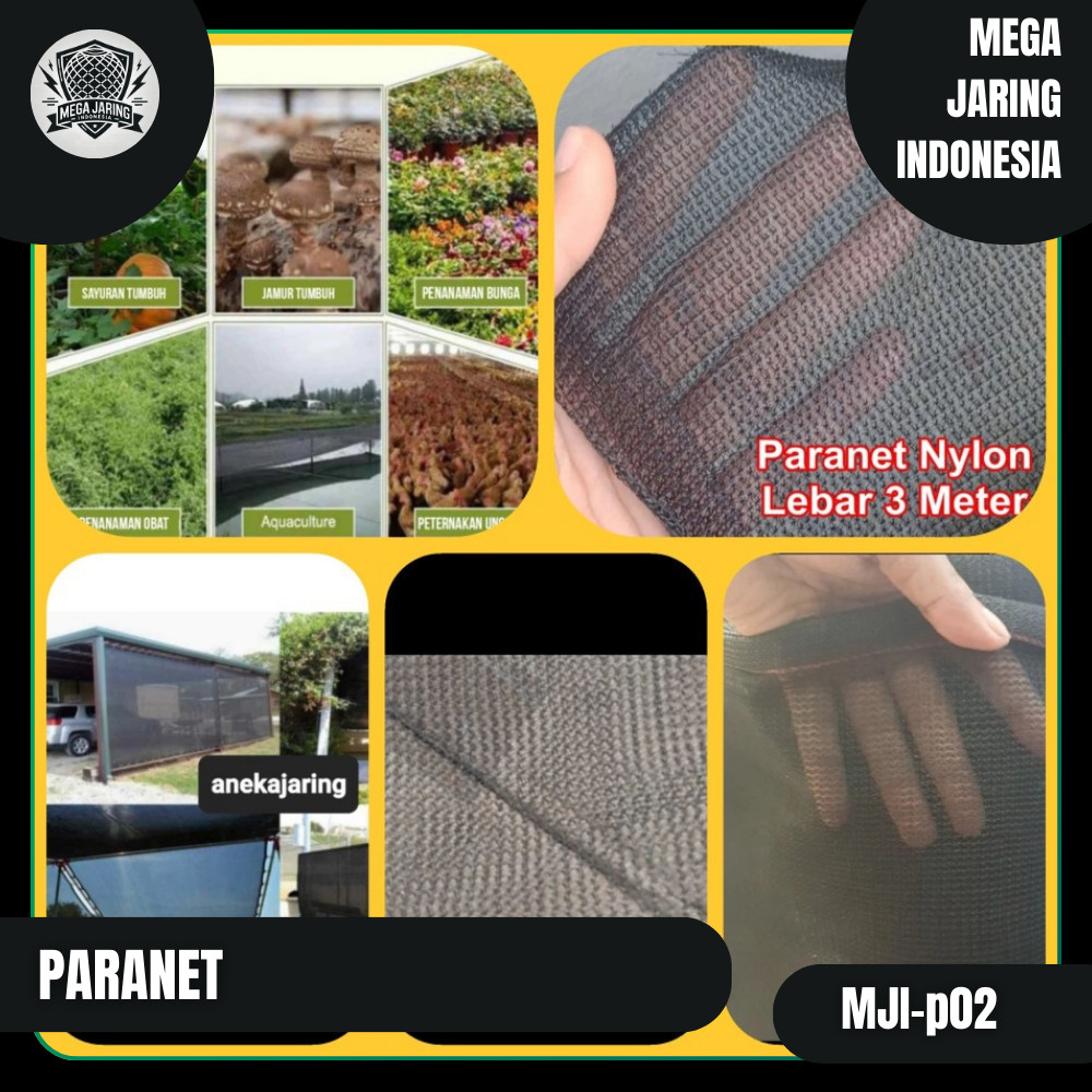 paranet nylon 85% lebar 3 meter shading net murah eceran berkulaitas - Hitam - Hitam