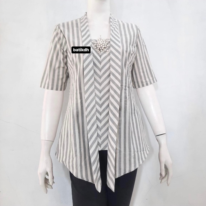 LURIK Kahiyang Kutubaru Kebaya Lurik Wanita Modern Lengan Pendek