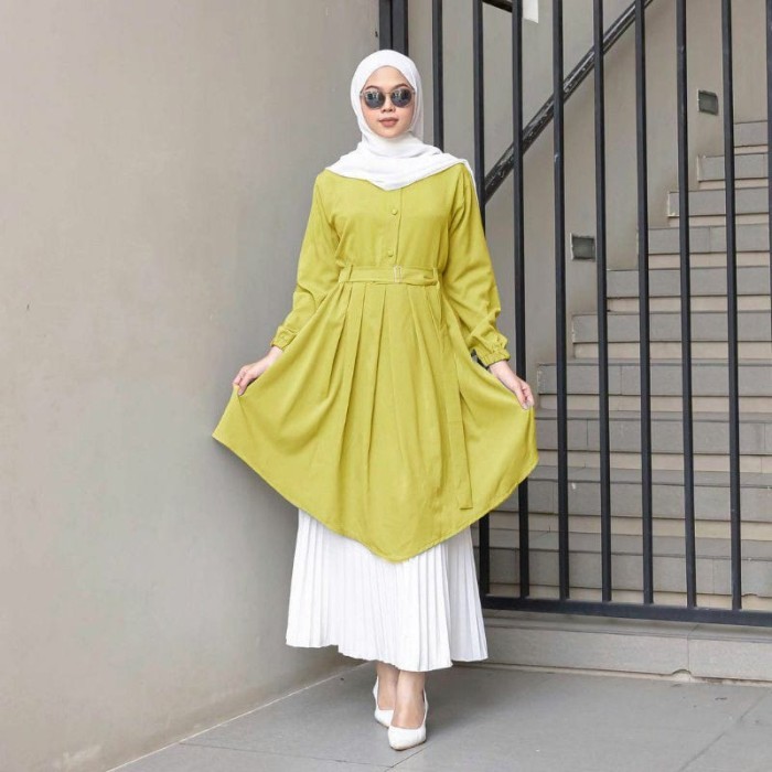 Trend Muslim~ TUNIK ZUVIA / TUNIK NEDA / TUNIK SYAR'I / FASHION MUSLIMAH - KUNING LEMON