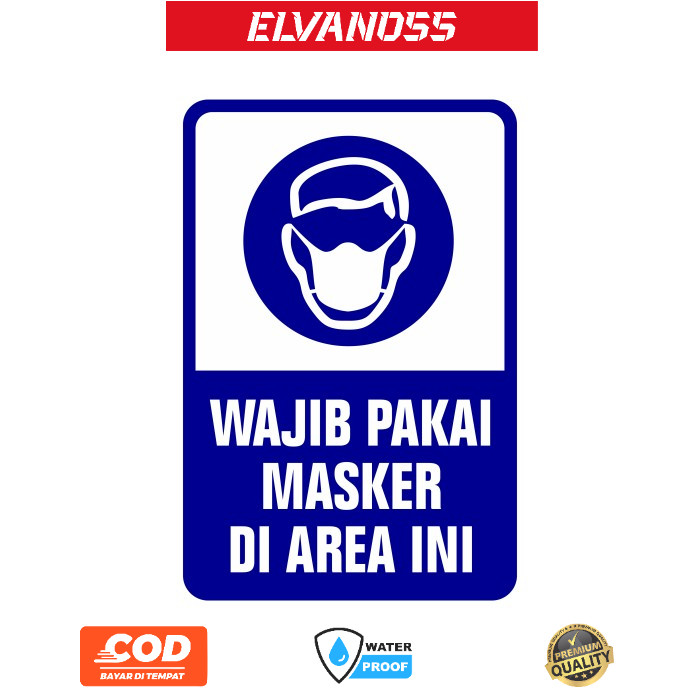 

STIKER RAMBU PLAN WAJIB PAKAI MASKER DI AREA INI 20CM X 30CM FREE CUSTOM DESAIN STICKER
