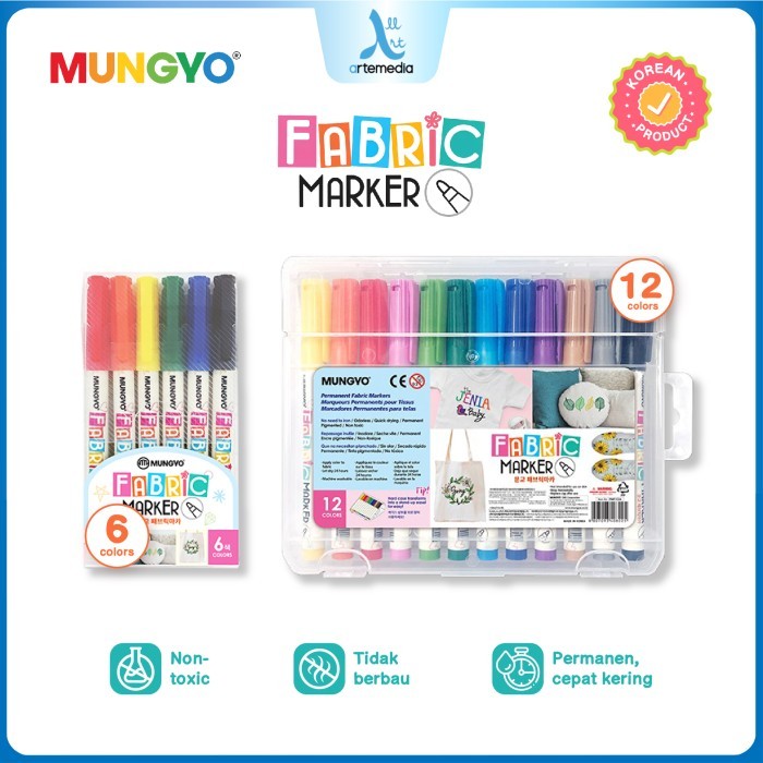 

Mungyo Fabric Marker Permanent Spidol Kain - SET 6