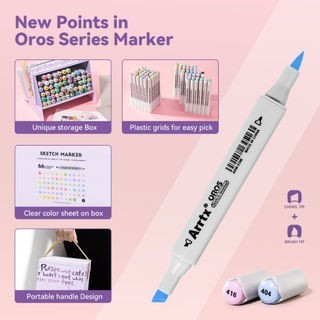 

Arrtx OROS brush marker pastel color 66 Colors Alcohol Markers