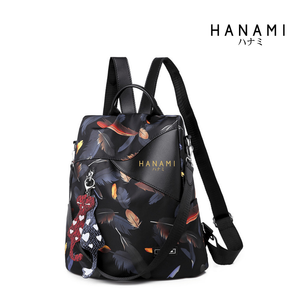 HANAMI Tas Ransel Wanita Anti Air Korea Batam Hitam Arama TA326B5 Backpack Kerja Sekolah Ori Branded