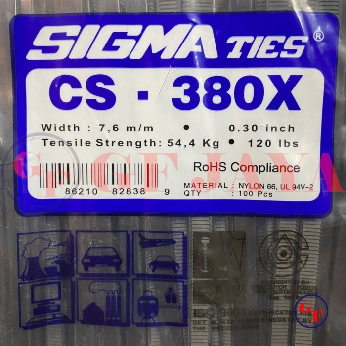 

[BIG SALE] Kabel Ties / Tis Sigma CS 380 X / 38cm / 38 cm Hitam / Putih CS380X - Hitam