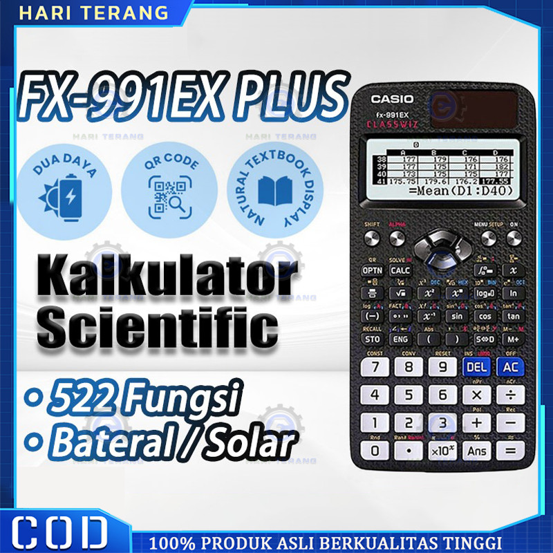 

Kalkulator Scientific Casio ilmiah FX-991EX/991ES-Plus Calculator Scientific Casio Kalkulator Casio Scientific 417 Fungsi/Dua Sumber Tenaga Baterai Dan Tenaga Matahari/40 Konstanta Rumus Kalkulator Scientific Casio FX-991EX Classwiz Asli dan Bergaransi