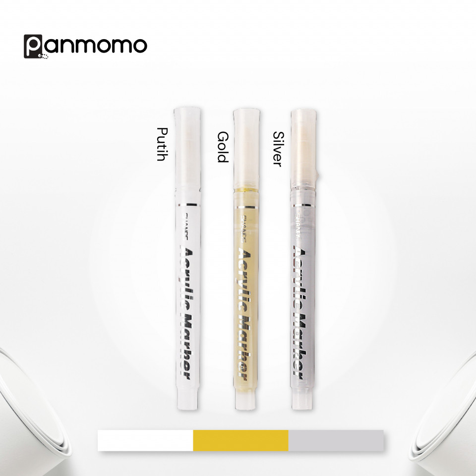

panmomo Spidol Marker Permanen Emas Perak Putih Multipurpose Highlight