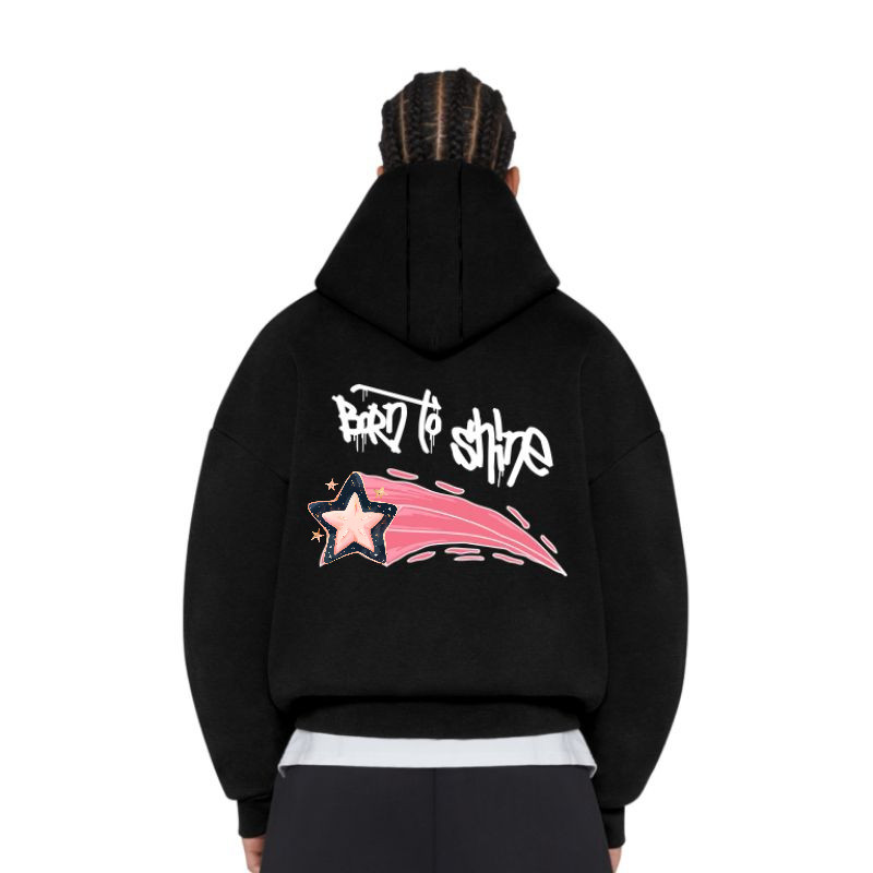 [ FREE GIFT ] Hoodie  Black Star Light 300 Gsm / 280 Gsm Unisex Cotton Fleece Cotton Fleece Premium