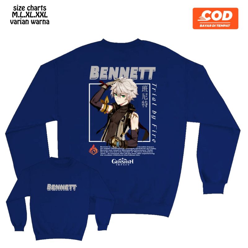 SWEATER crewneck genshin impact BENNET Sablon besar belakang
