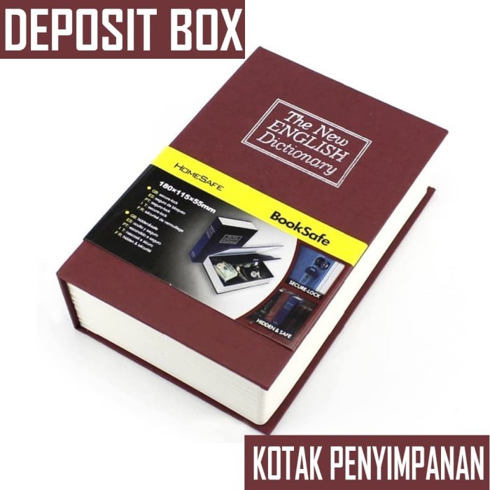 

Deposit Box Kotak penyimpanan Uang atau Perhiasan model Buku Size M - M, Hitam OM27