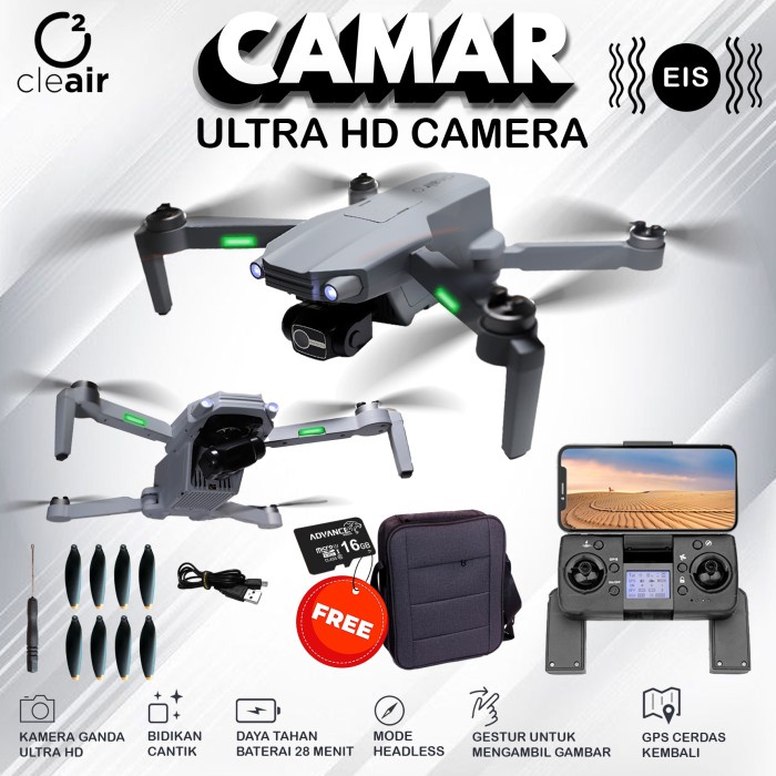 CleAir O2 - Drone GPS PRO Camar WiFi Kamera FPV Live Streaming Racing