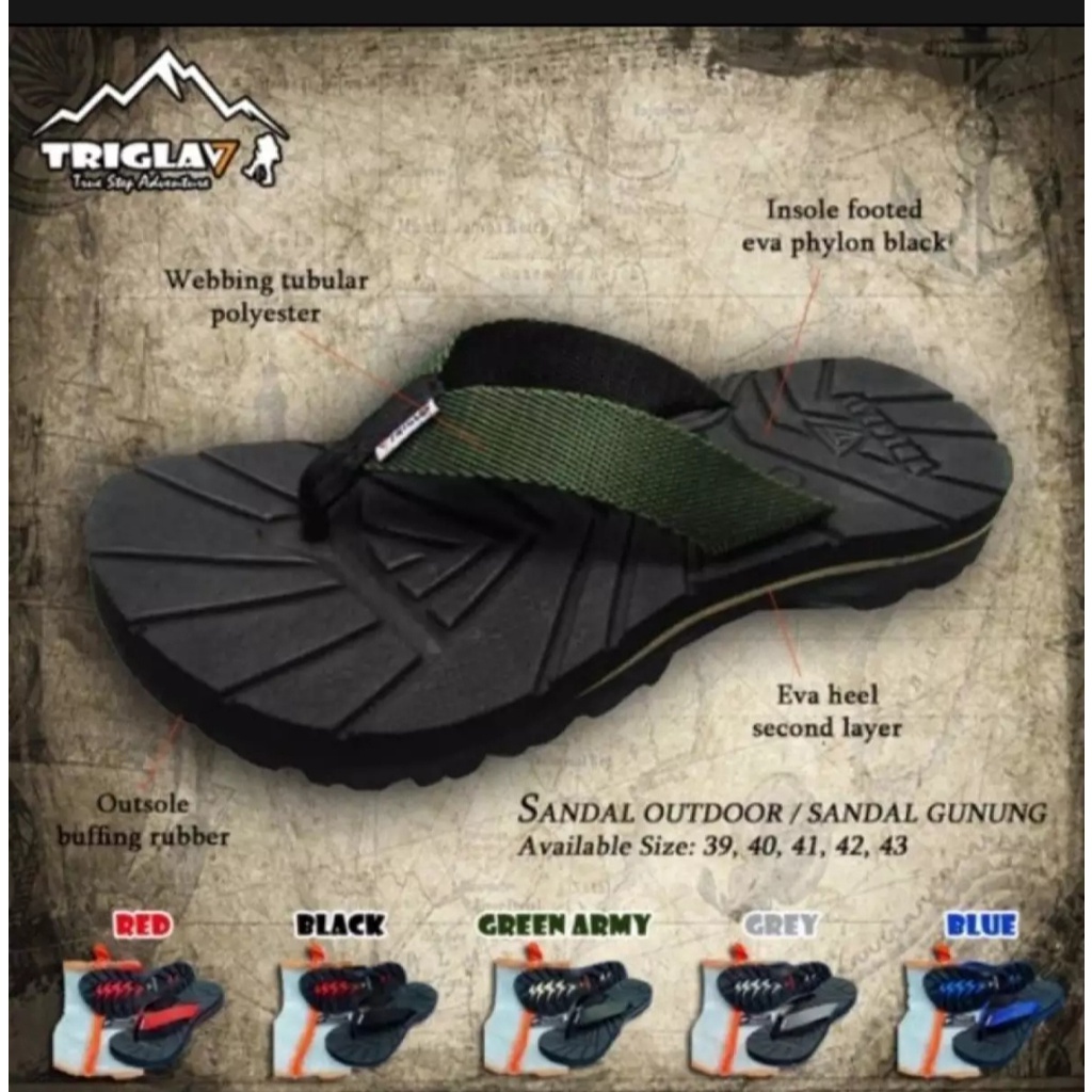 (COD) Sandal jepit pria Triglav 100% original,sandal gunung pria,sandal japit gunung,sandal pria dew
