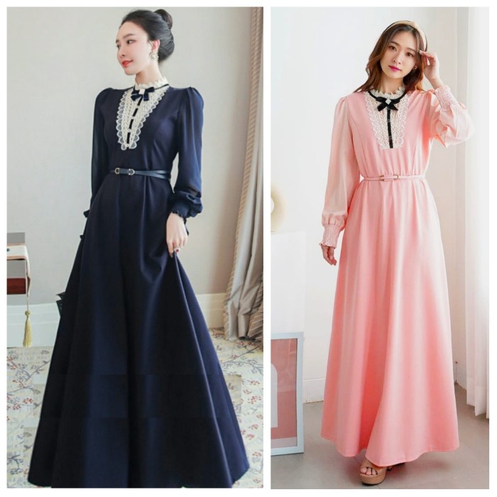 LongDress Victoria Vintage - Dress Hijab Hitam Krem Pink Maroon CF9051