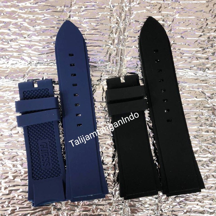 custemstore32_id [Bisa COD] Guess Rigor Tali Strap jam tangan Gues Biru hitam cowok 22mm karet - Hit