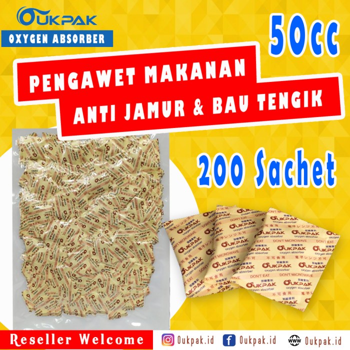 

Promo Termurah [ Best Seller ] Pengawet Makanan 50cc Oxygen Absorber OUKPAK Oksigen Anti Jamur Tengik