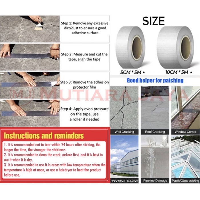 

Lakban Anti Bocor Anti Air Retak Aluminium Foil Butyl Waterproof Tape - 10 Cm