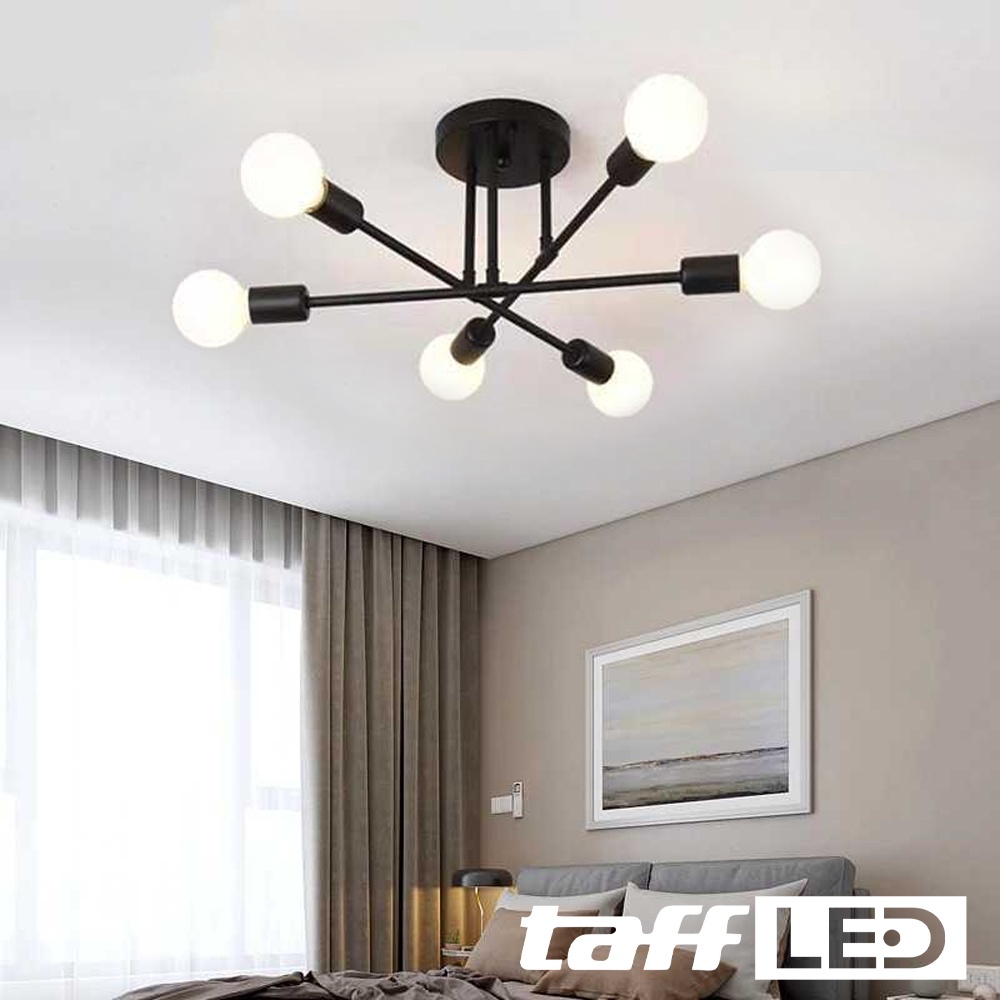 Fitting Lampu Pelafon Plafon LED Minimalis Elegan 6 Cabang E27 260V - Lampu Aesthetic Estetik