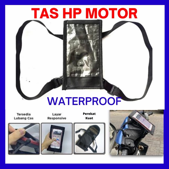 holder tempat pengaman hap atau buat gojek dn grab Tas Holder Hp Motor Waterproof Anti Hujan Praktis