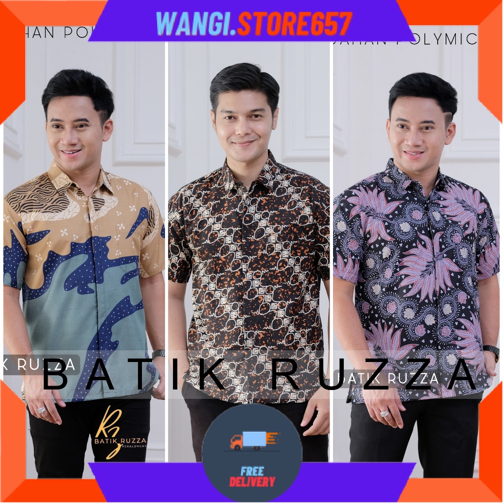 BAJU KEMERJA BATIK POLOS MOTIF KEREN PRIA  LAKI" MAS" BAPAK" / Kemeja Batik Pria Lengan Pendek Motif