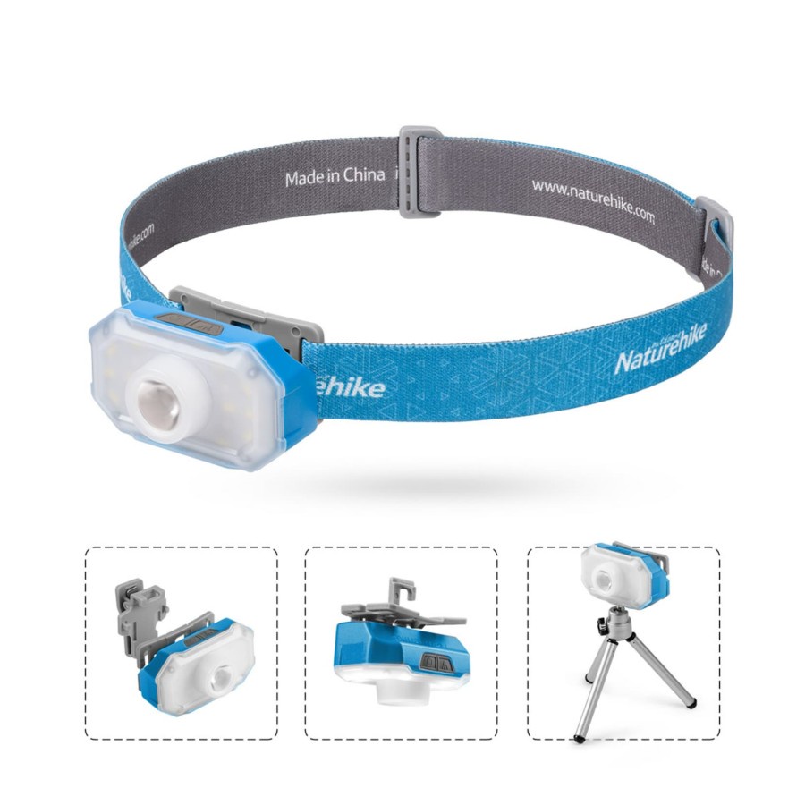 Headlamp Naturehike NH18T001-A Biru Abu Headlight Rechargeable Senter Camping Hiking Lampu Kepala + 