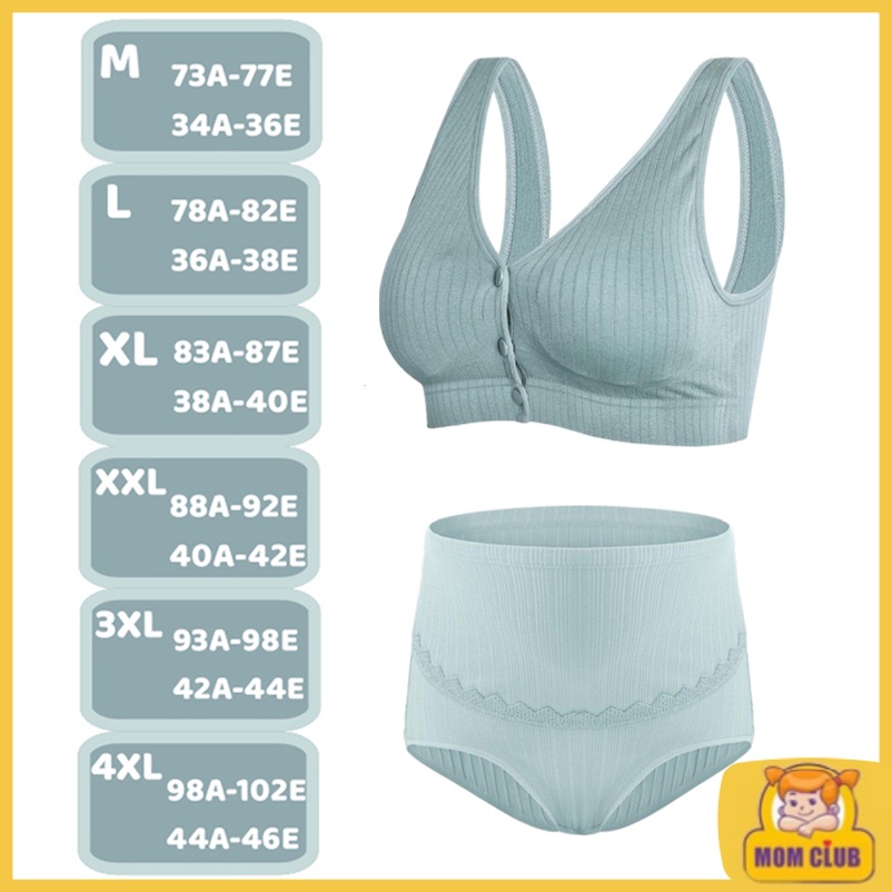 Bra Set Jumbo Bra Menyusui Kancing Depan Tanpa Kawat Nursing Bras Katun Nursing Bra Celana Dalam Ham