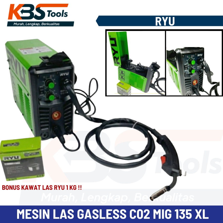 RYU Mesin Las Tanpa Gas C02 MIG 135 A - Travo Las Gasless Flux Core
