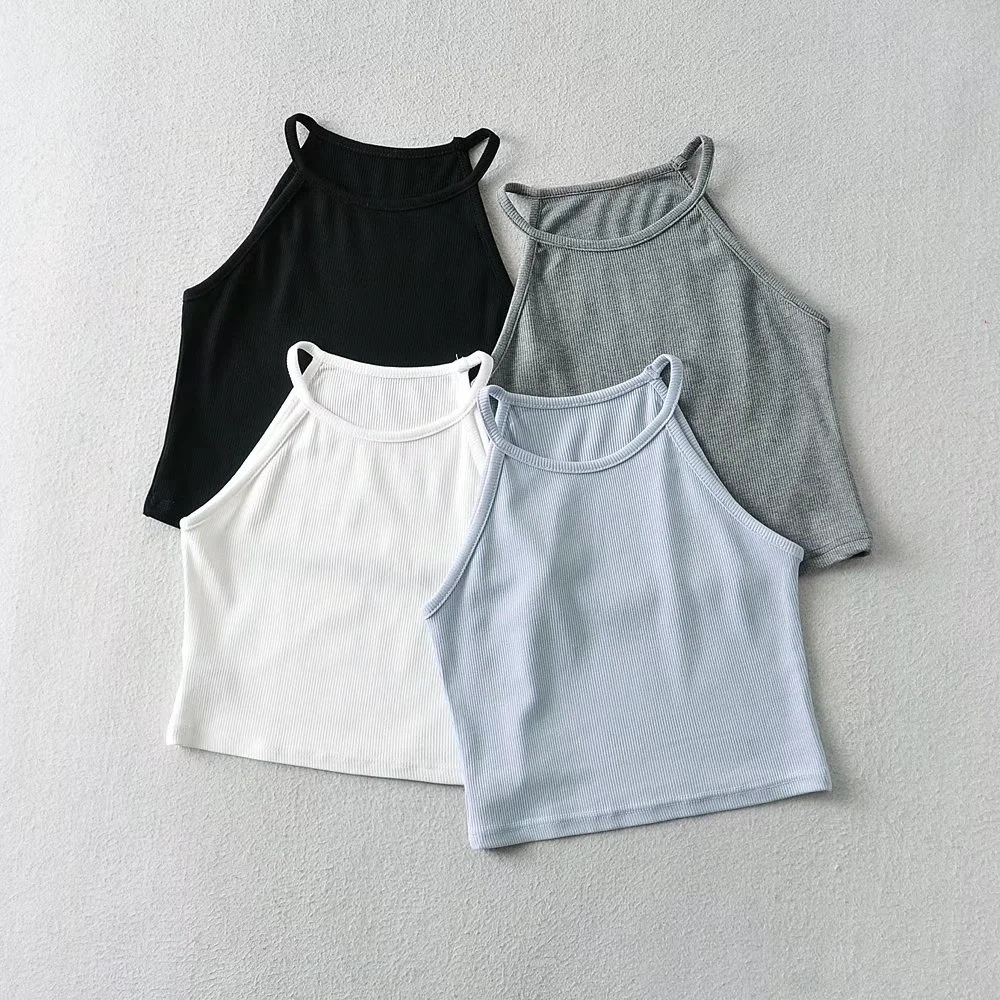 Tank Top Rajut Knit  Rib Crop Top Korea Tank Top Tali Styke Korea