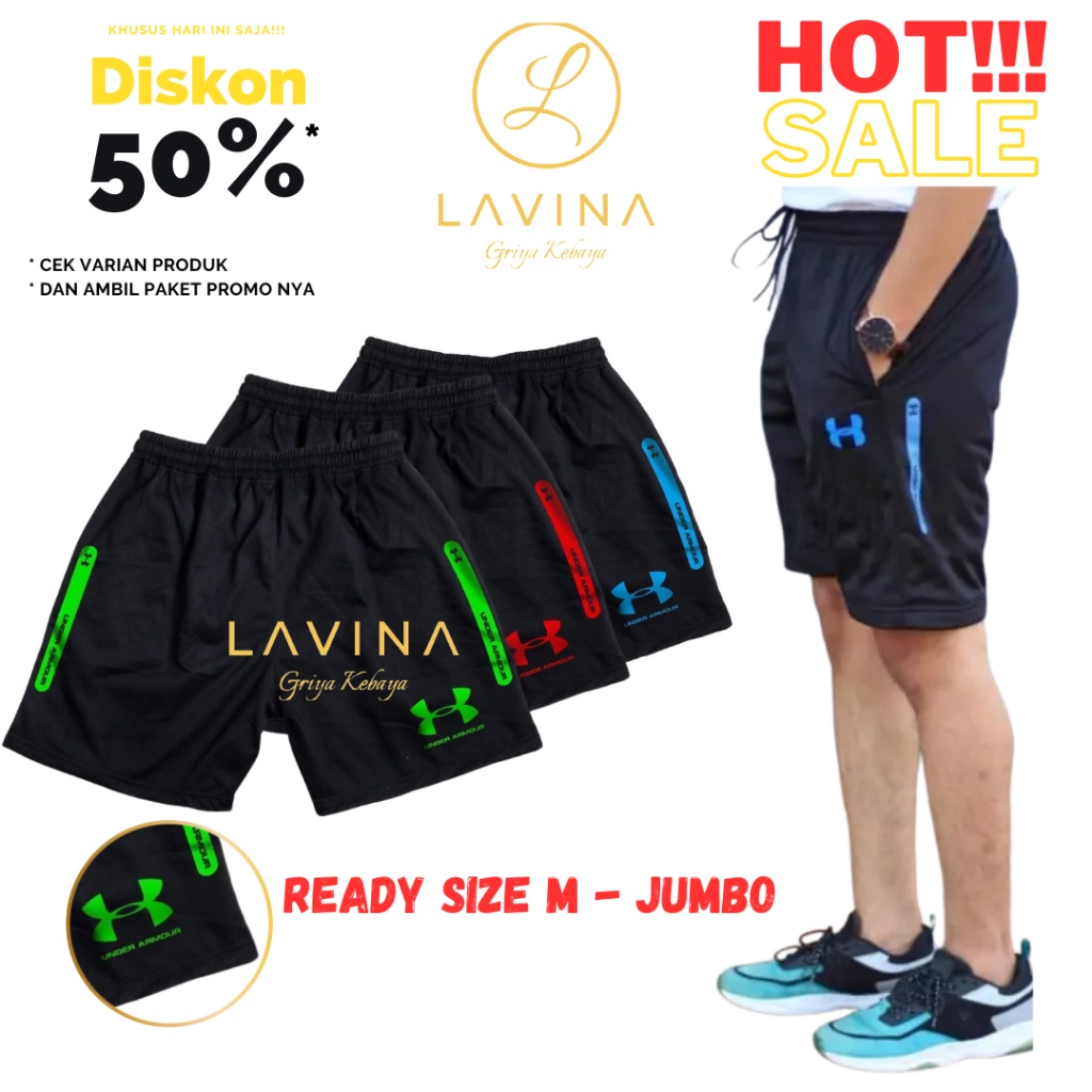Celana Pendek Olahraga Under Armor lotto premium / Kolor jumbo pria / celana pendek pria jumbo / cel