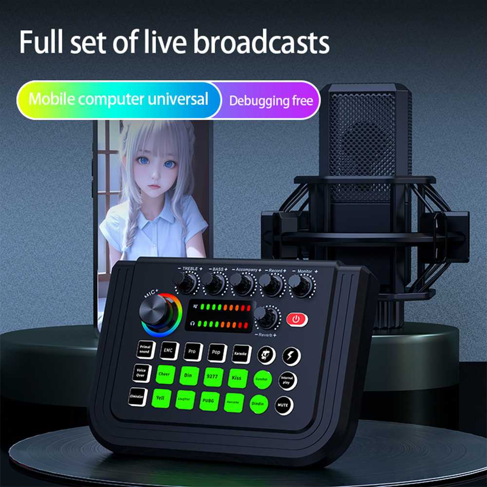 SDFF Mixer Audio External Sound Card Live Bluetooth 10 Effects - V80