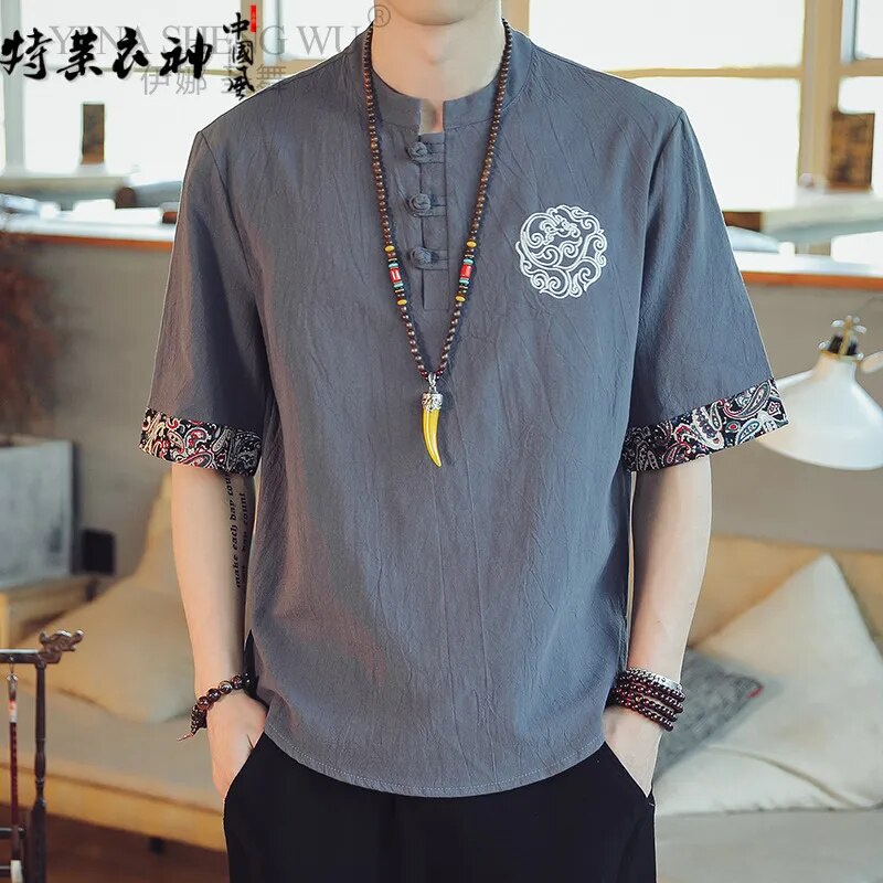 Kimono Gaya Tradisional Samurai Jepang Baju Kasual Mode Jaket Baru Pria Streetwear Cina Longgar Atas