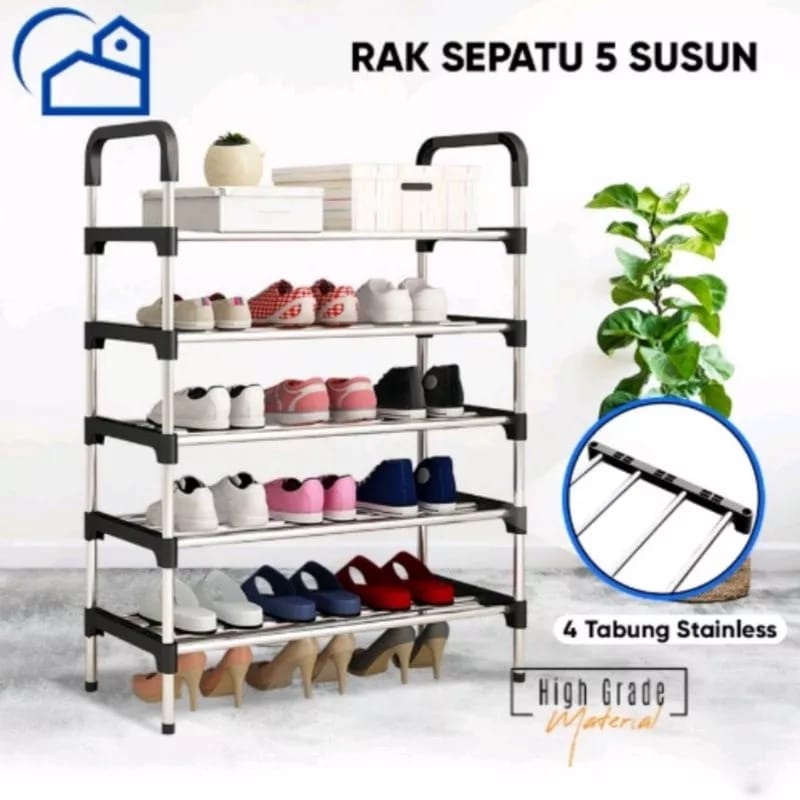 CN Rak sepatu 5 susun / rak sepatu plastik / rak sepatu portable 5 tingkat