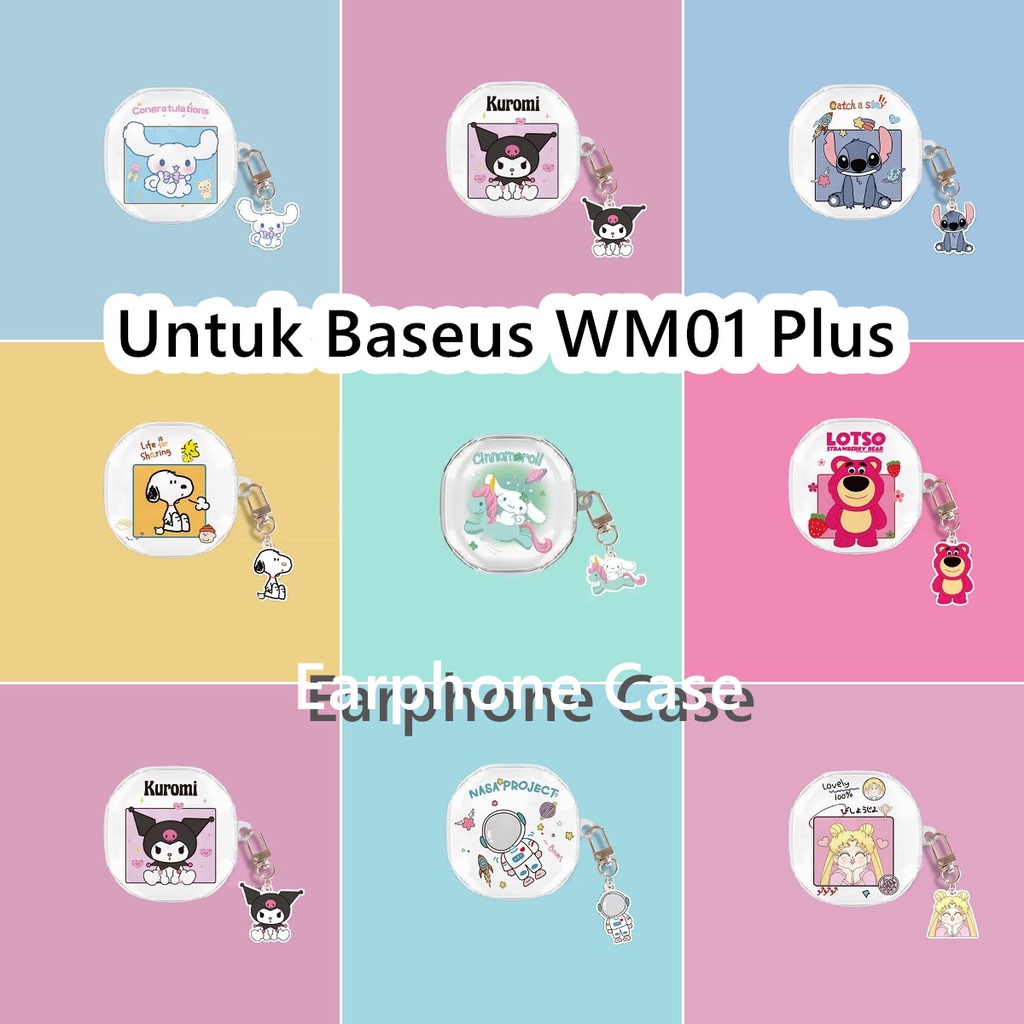 3Cideas Untuk Baseus Encok WM01 Plus Case Gadis cantik transparan yang menyenangkan Soft Silicone Ea
