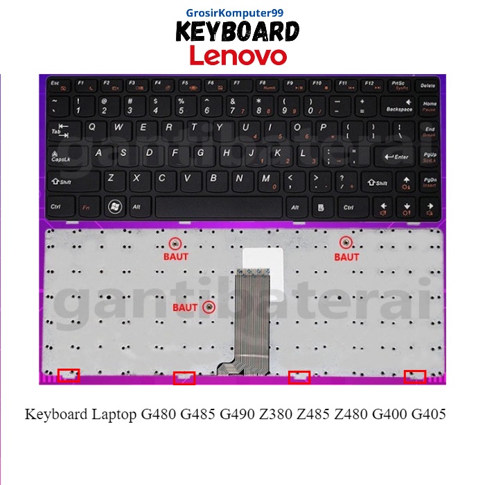 Keyboard Laptop G400 G480 G485 G490 Z380 Z485 Z480 G405