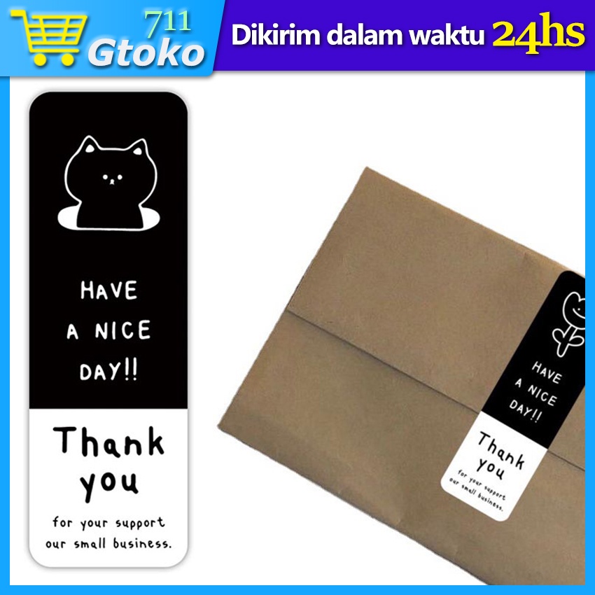 

30Pcs/Set Sticker Label Thank You Hitam Putih Lucu Stiker Tq Segel Box (Have a nice day!!)